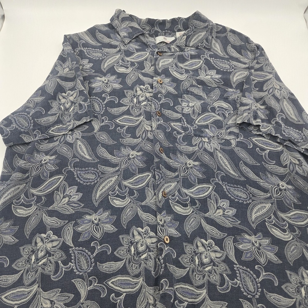 Bobby Chan Silk Ramie Floral Print Shirt Menswear Short Sleeve Casual XXL Hawaii